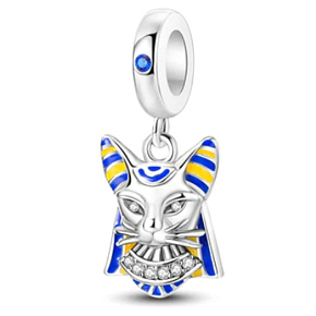 Charm Sterling silver 925 Ancient Egyptian cat, travel bracelet pendant