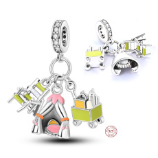 Charm Sterling silver 925 Moving 3in1, travel bracelet pendant