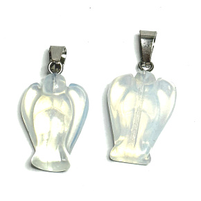 Opalite Angel guardian pendant synthetic stone hand cut 2 - 2,2 cm, stone of wishes and hope