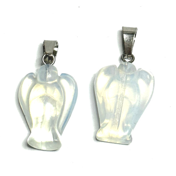 Opalite Angel guardian pendant synthetic stone hand cut 2 - 2,2 cm, stone of wishes and hope