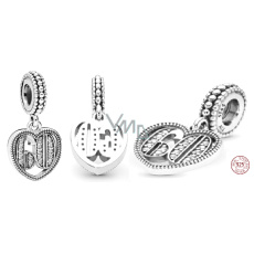 Sterling silver 925 60 anniversary, heart pendant on bracelet Sterling silver 925 60 anniversary, heart pendant on bracelet