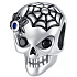Charm Sterling silver 925 Skull - black spider web, bead for Halloween bracelet