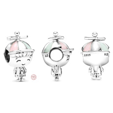 Charm Sterling silver 925 Boy with propeller on hat, bead on bracelet, family