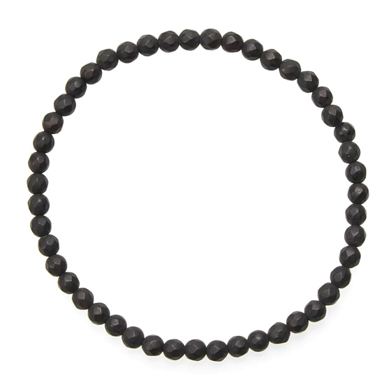 Onyx facet mat bracelet elastic natural stone, ball 4 mm / 19 cm, life force stone