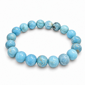 Larimar elastic bracelet, natural stone, bead 9 - 10 mm / 16 - 17 cm, calm - peace - balance