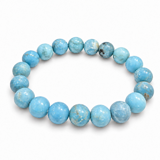 Larimar elastic bracelet, natural stone, bead 9 - 10 mm / 16 - 17 cm, calm - peace - balance