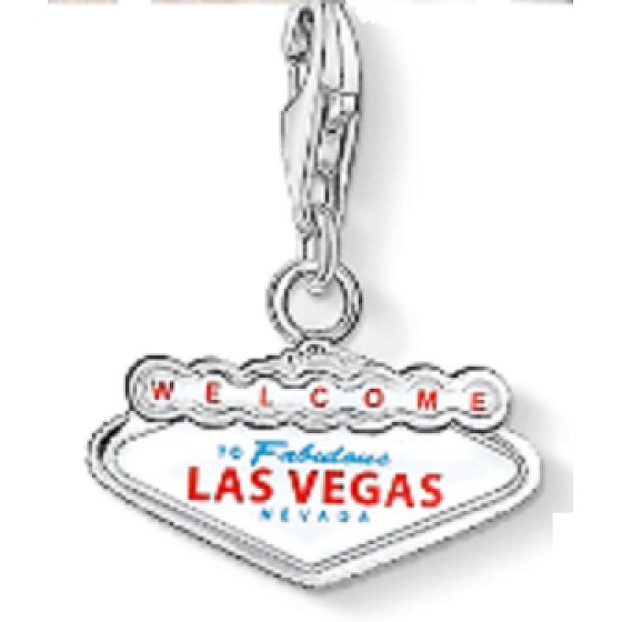 Charm Sterling silver 925 Las Vegas, lobster clasp pendant on travel bracelet