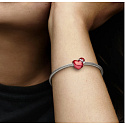 Charm Sterling Silver 925 Red Christmas Heart, Bead for Christmas Bracelet