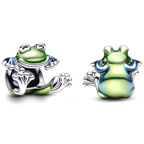 Charm Sterling silver 925 Climbing frog, bead on bracelet animal