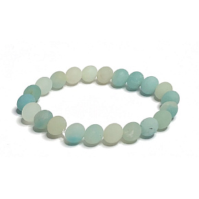 Amazonite blue matte bracelet elastic natural stone, ball 6 mm / 16 - 17 cm, stone of hope