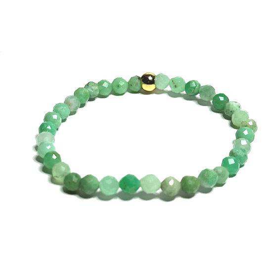 Chrysoprase facet bracelet elastic natural stone, ball 5 mm / 16-17 cm, stone of harmony of family relationships