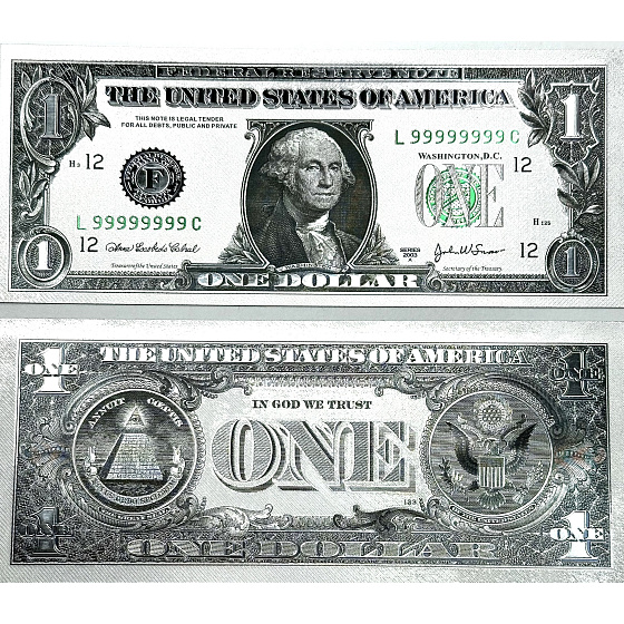 Talisman silver plated 1 USD note