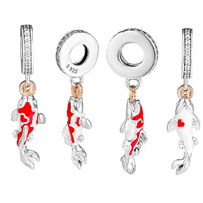 Sterling silver 925 Fish for luck, animal bracelet pendant