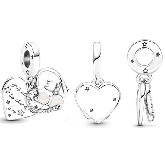 Charm Sterling silver 925 Friend for two cats 2in1, friendship bracelet pendant