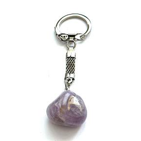 Amethyst Trommel pendant keychain natural stone, approx. 10 cm