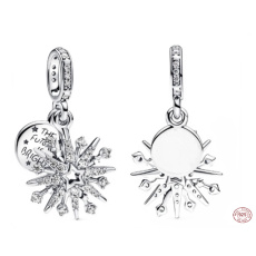 Charm Sterlingové stříbro 925 Ohňostroj 2v1 Budousnost je jasná, přívěsek na náramek symbol