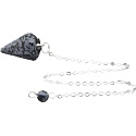 Obsidian cloud pendulum natural stone 2,5 cm + 18 cm chain with bead, rescue stone