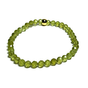 Olivine / Peridot facet bracelet elastic natural stone, ball 5 mm / 16 - 17 cm, stone protecting human aura