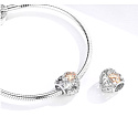 Charm Sterling silver 925 Beloved four-leaf clover for luck, bead heart on love bracelet