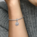 Sterling silver 925 Snowflake with cubic zirconia 2in1, Christmas bracelet pendant
