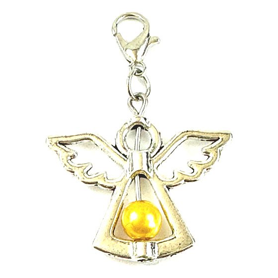 Guardian angel pendant with gold bead 29 x 37 mm