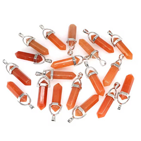 Orange Aventurine Hexagonal Pendulum Pendant Natural Stone 41 x 13 mm, Hand-Carved, Stone of Luck and Prosperity, 1 Piece Orange Aventurine Hexagonal Pendulum Pendant Natural Stone 41 x 13 mm, Hand-Carved, Stone of Luck and Prosperity, 1 Piece