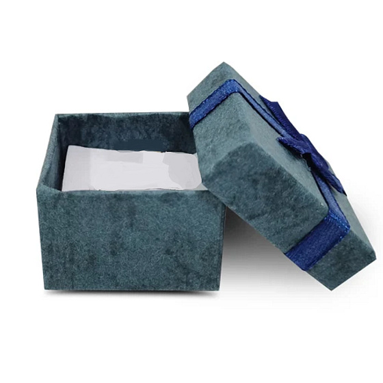 Gift box with jewelry sponge and dark blue ribbon 4 x 4 x 2.5 cm 1 piece