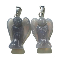 Agate grey Angel guardian pendant natural stone hand cut 2 - 2,2 cm