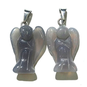Agate grey Angel guardian pendant natural stone hand cut 2 - 2,2 cm