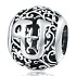 Sterling silver 925 Magic alphabet letter U with flowers, bead for bracelet