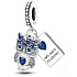 Charm Sterling silver 925 Clever Owl - reading, animal bracelet pendant