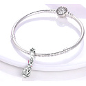 Charm Sterling silver 925 Rabbit with pink nose, animal bracelet pendant