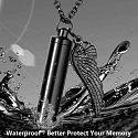 Commemorative urn pendant, Angel wings black waterproof, stainless steel 9 x 37 mm