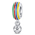 Charm Sterling silver 925 Euro 2024 Football coloured, bead on bracelet sport