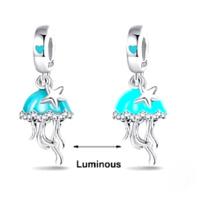 Charm Medůza, hvězdice, luminozní 2v1 přívěsek na náramek, moře