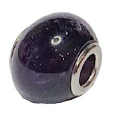 Amethyst blue pendant round natural stone 14 mm, hole 4,2 mm 1 piece, stone of kings and bishops