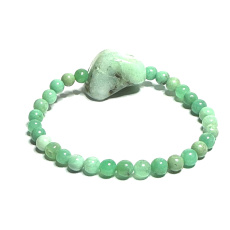 Chrysoprase bracelet elastic natural stone, ball 6 mm + 3 x 2 cm irregular shape / 16 - 17 cm, stone of harmony of family relationships