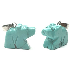 Tyrkenite Bear pendant natural stone, hand cut figurine 1,8 x 2,5 x 8 mm, stone of young people, looking for a life goal