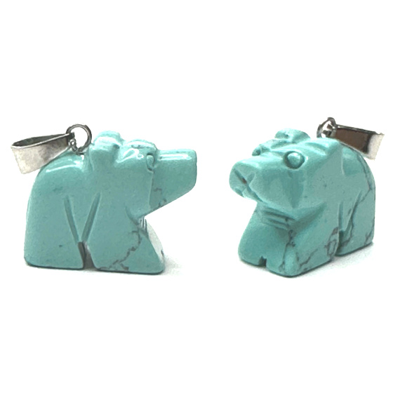 Tyrkenite Bear pendant natural stone, hand cut figurine 1,8 x 2,5 x 8 mm, stone of young people, looking for a life goal