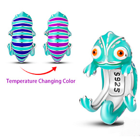 Charm Sterling Silver 925 Thermo - Chameleon that changes colors, bead on bracelet animal