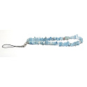 Aquamarine anti-theft mobile phone pendant, natural stone, circumference 26,5 cm, sailor stone, healing power of the ocean
