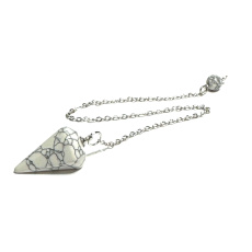 Magnesite / Howlite white pendulum natural stone 2,5 cm + 18 cm chain with bead, cleansing stone