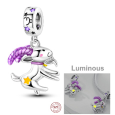 Sterling Silver 925 Luminous - Sign of the Zodiac Capricorn, Bracelet Pendant