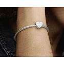 Charm Sterling silver 925 Heart christening charm - godmother, bead on bracelet family