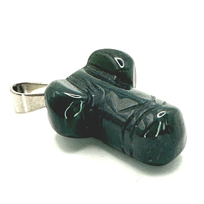 Chalcedony green Penis for happiness, pendant natural stone hand cut approx. 11 x 22 mm, stone of love, joy