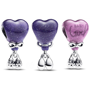 Charm Sterling silver 925 Heart and booties, Baby Girl, bead on bracelet family Charm Sterling silver 925 Heart and booties, Baby Girl, bead on bracelet family