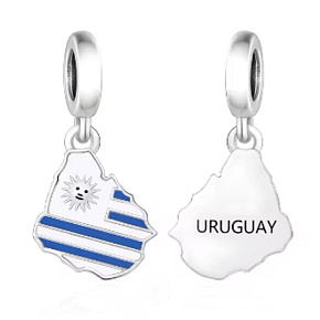 Charm Uruguay vlajka - houpající se mapa, přívěsek na náramek cestování