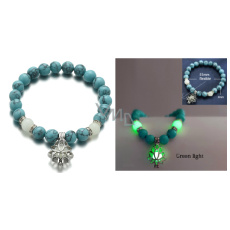 Tyrkenite glow in the dark green, bracelet elastic natural stone, bead 8 mm / 16 - 17 cm, stone of young people, looking for a life goal