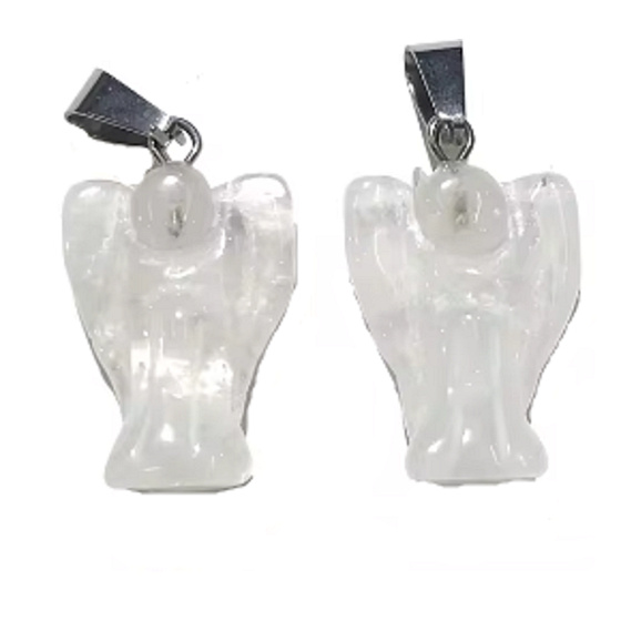 Quartz Angel guardian pendant natural stone hand cut 2 - 2,2 cm, the most perfect healer