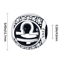 Libra, zodiac sign, silver + zirconia bracelet pendant, ball 9 mm 1 piece